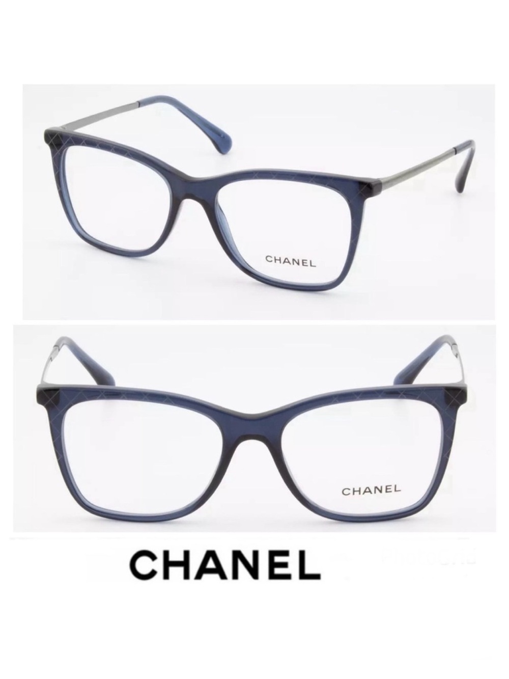 CHANEL 3379 c.508 Cats Eye Frames Dark Blue Transparent Prescription Eyeglasses